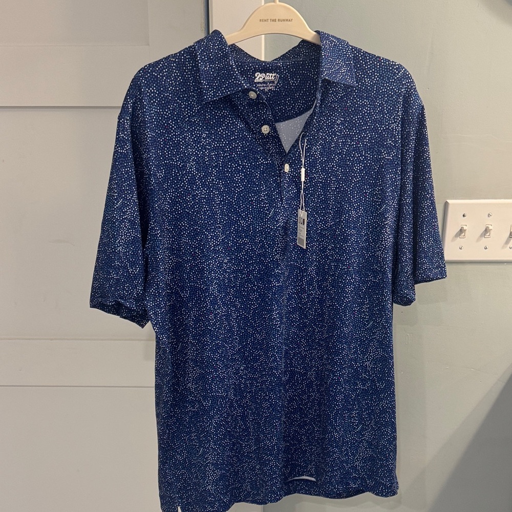 Men's Blue Patterned Polo Shirt